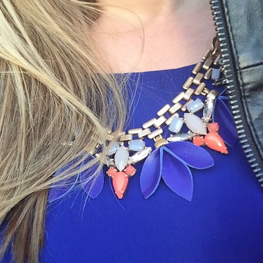 Stella & Dot | Gorgeous GOLD Cobalt Blue & Bright Orange Leather Melia N… - Picture 6 of 8